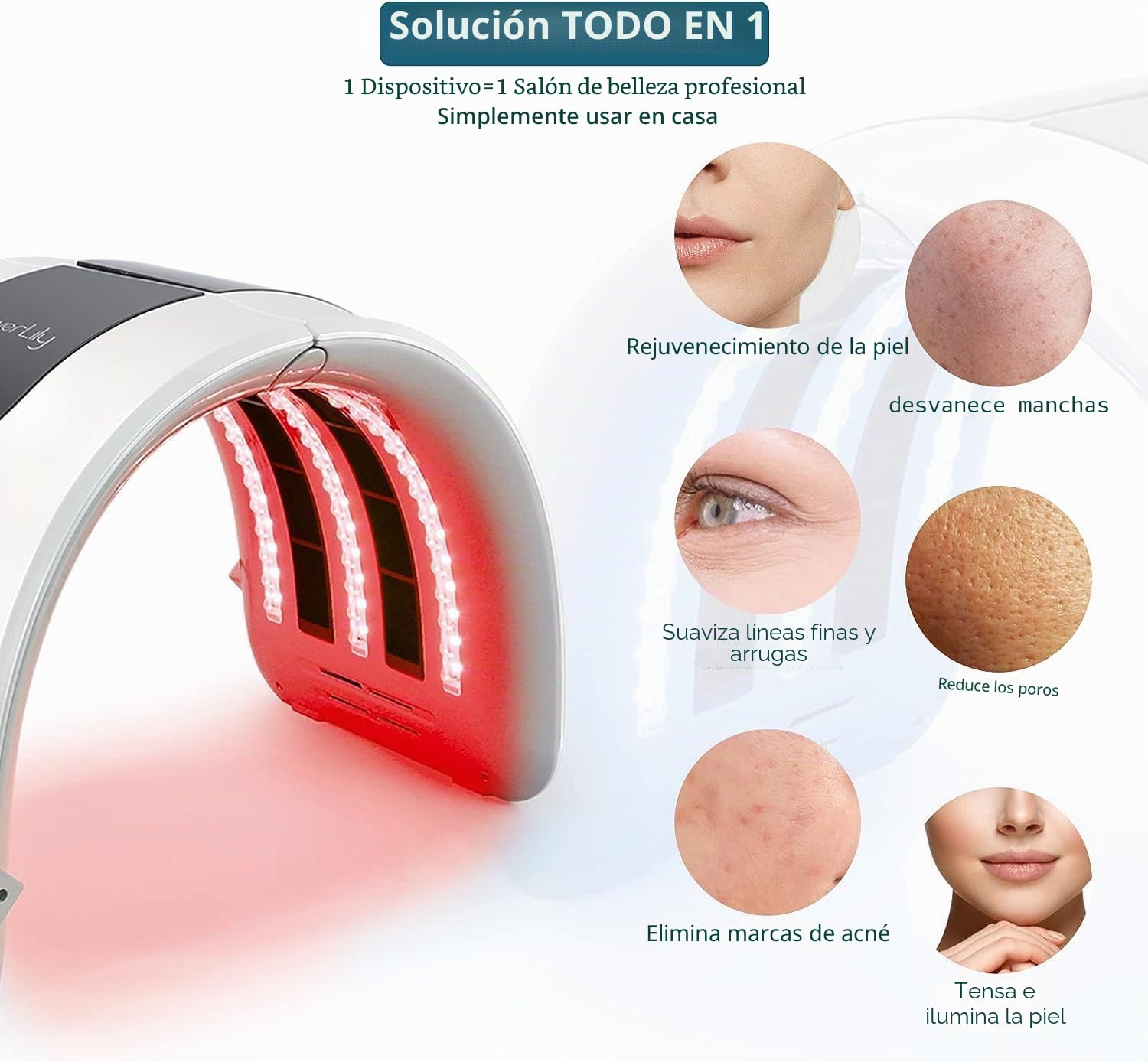 Máquina de fototerapia LED de 7 colores mejorada, PDT Máscar, para enrojecimiento, arrugas, antienvejecimiento, rejuvenecimiento de la piel