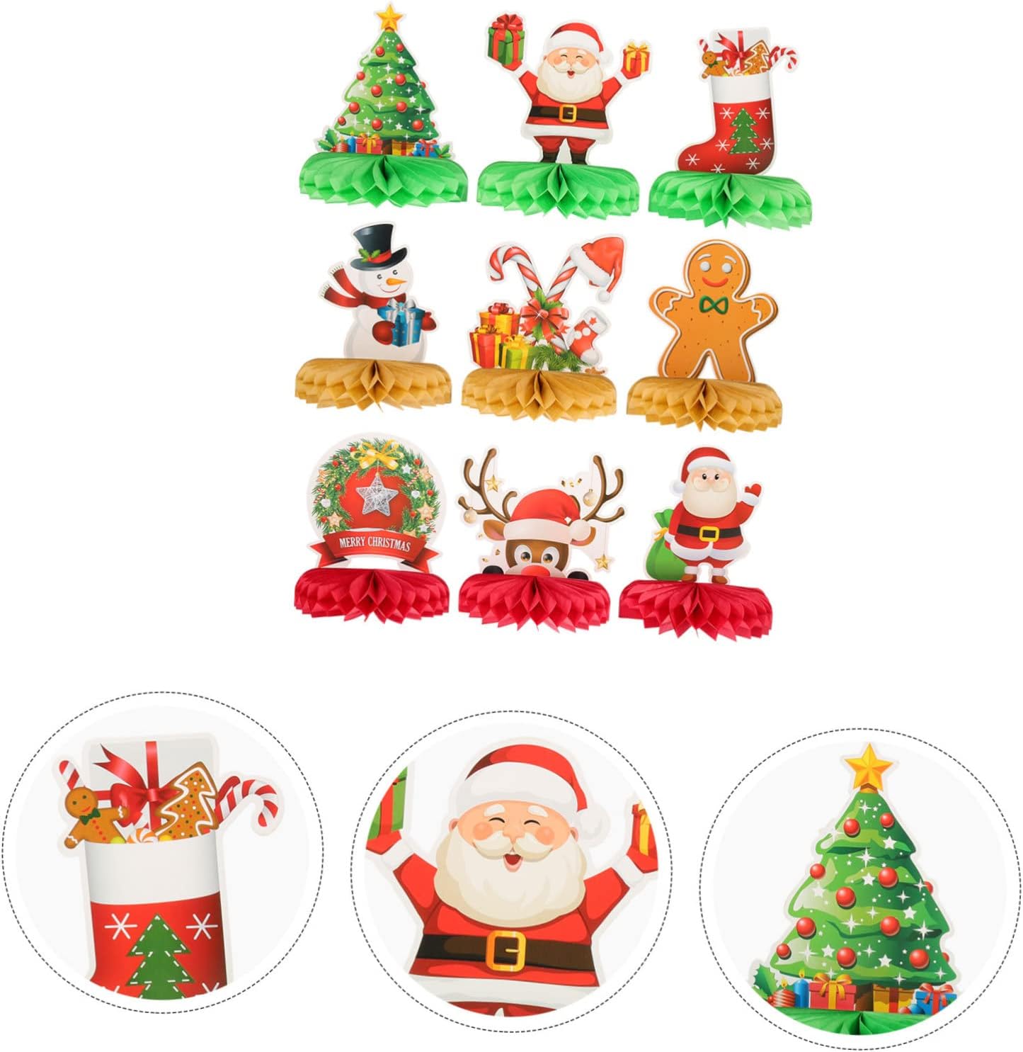 TOYANDONA 45pcs Christmas Honeycomb Centerpieces for Festive Table Decor Creative Decorations for Holiday Party Xmas Honeycomb Adornments for Home and Event Atmosphere