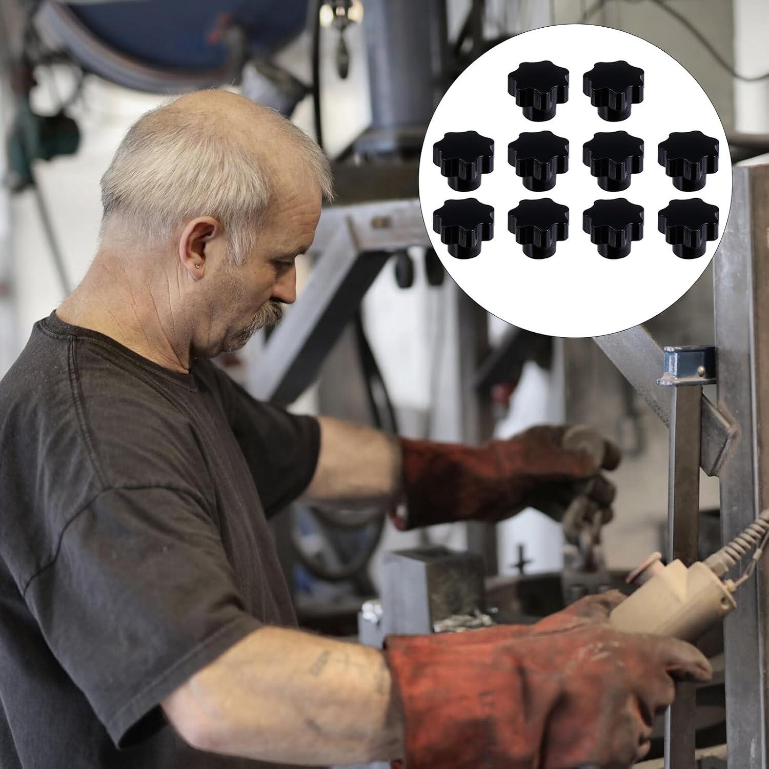 10pcs Plastic Star Knobs Threaded Hand Knobs Thru Hole Clamping Nuts Handles with M8 Internal Thread for Industrial Machinery and Equipment