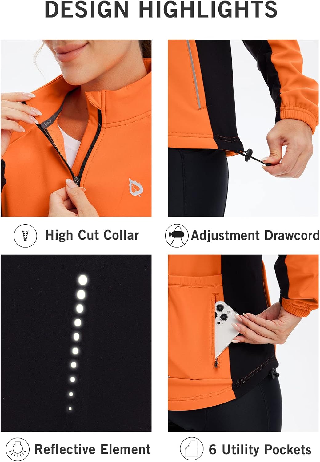 Miniatura 4 de BALEAF Chaqueta térmica de invierno para mujer, resistente al viento, al agua, softshell y clima frío, para correr, abrigada