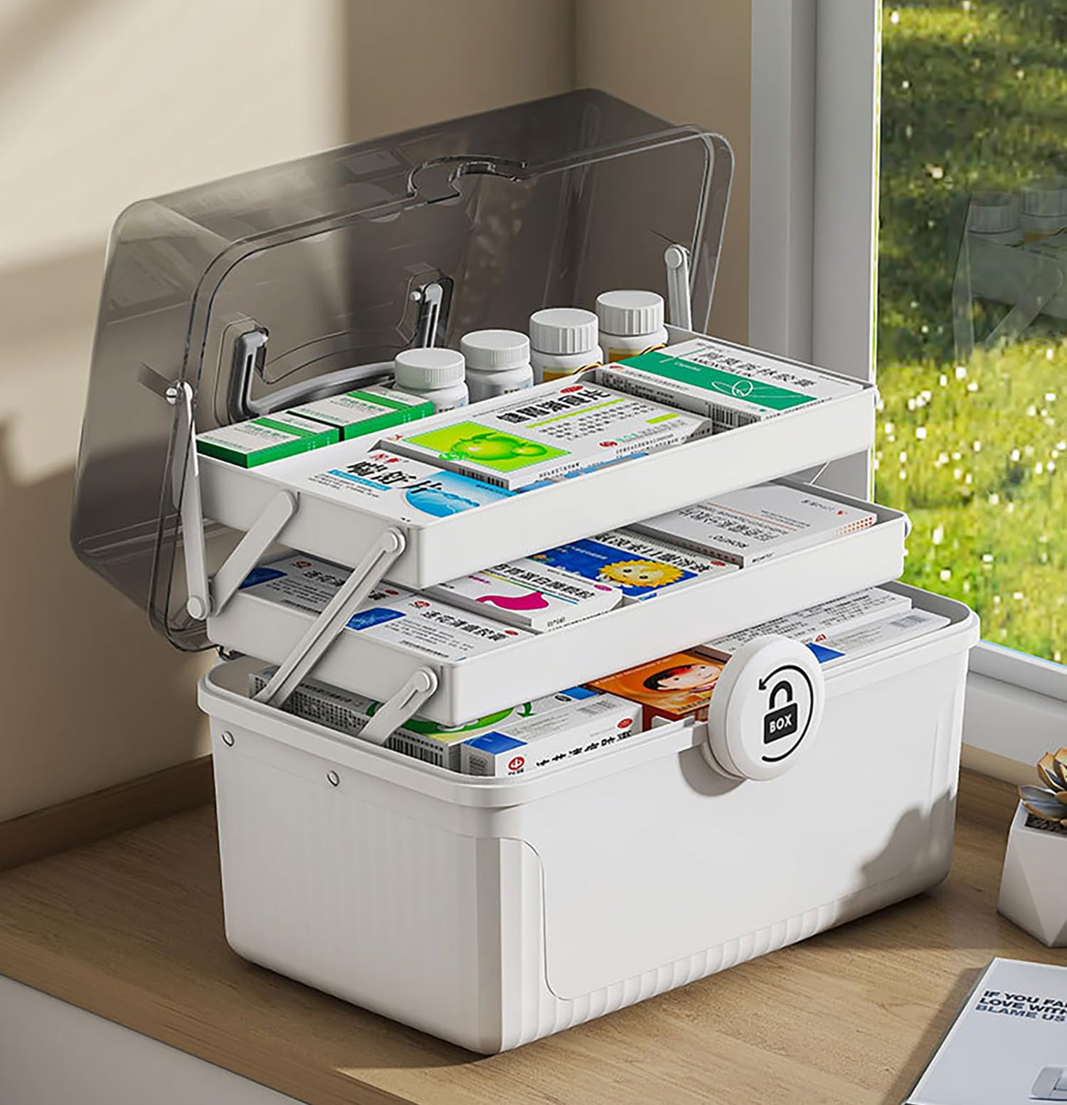House of Quirk Multifunctional Storage Box - Portable Plastic Organizer for Desktop Stationery, Sundries and Medical Tools (White)-image-18