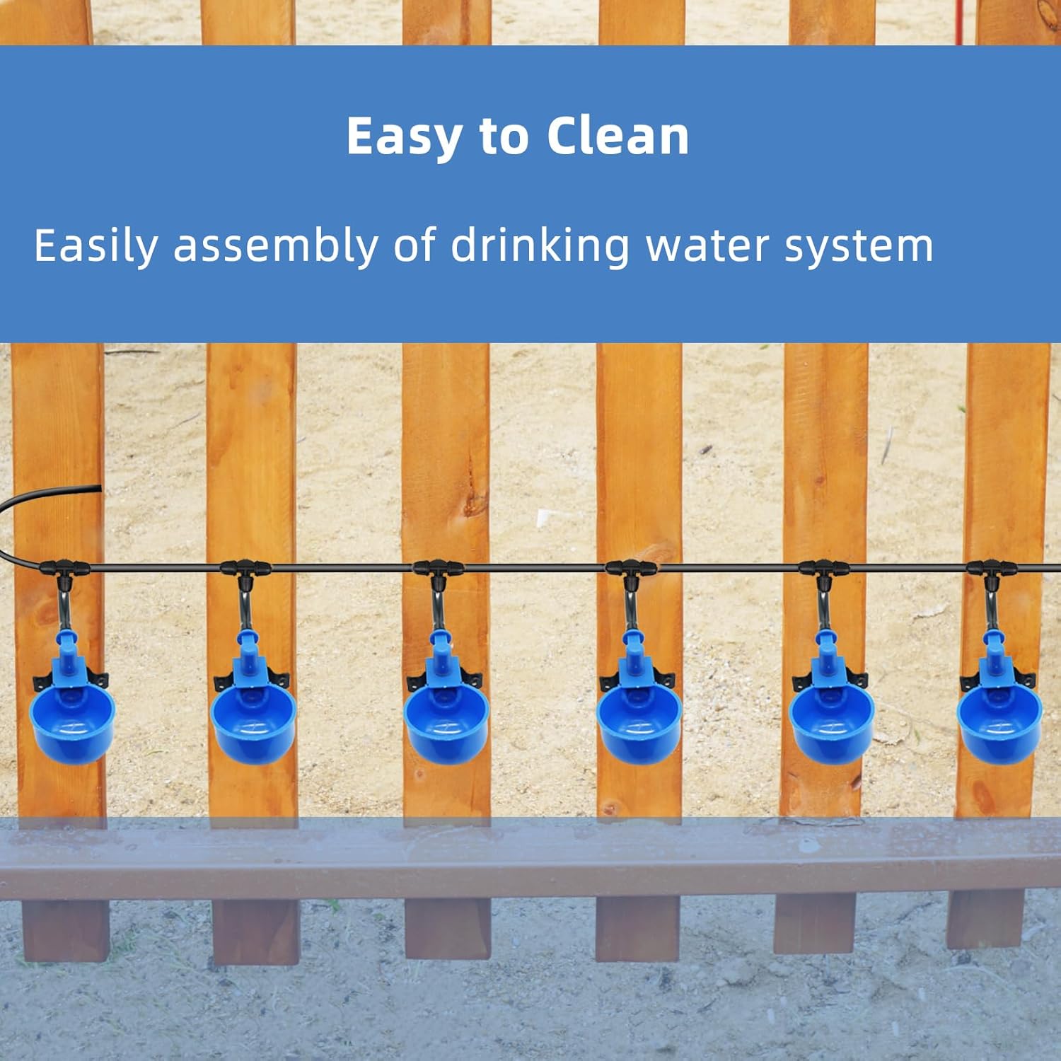 Automatic Chicken Waterer – Float Controlled 6 pcs Chicken Water Cups with Hose Fitting, No-Spill Chickens Watering System,Quick-Connect Poultry Water Dispenser.