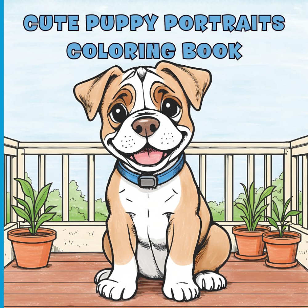 Cute Puppy Portraits Coloring Book: Adorable Puppy Coloring Pages for Adults, Kids, Teens, and Dog Lovers