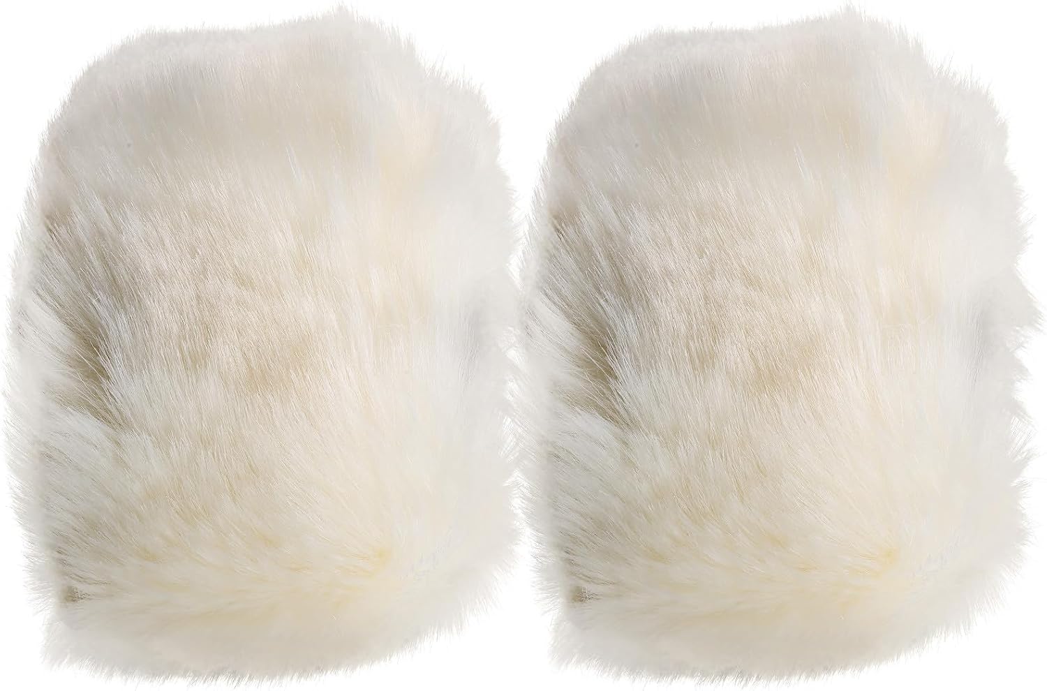2 Pcs Women’s Winter Fluffy Wrist Warm Fuzzy Wrist Bands Soft Beige Arm Warmers for Outdoor Cold Weather