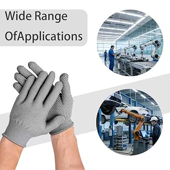 6Pairs Work Gloves for Men, Working Glove with Secure Grip on Fingers, Breathable Rubber and Nylon Non-Slip Glove Great for Working, Mechanic, Warehouse, Driving, Construction