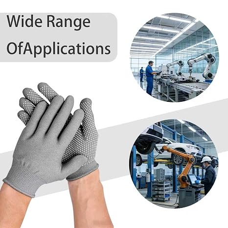 6Pairs Work Gloves for Men, Working Glove with Secure Grip on Fingers, Breathable Rubber and Nylon Non-Slip Glove Great for Working, Mechanic, Warehouse, Driving, Construction
