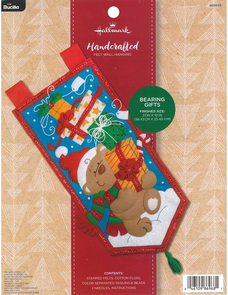 Hallmark 86968E Felt Applique Wall Hanging Kit Bearing Gifts 10" x 23"