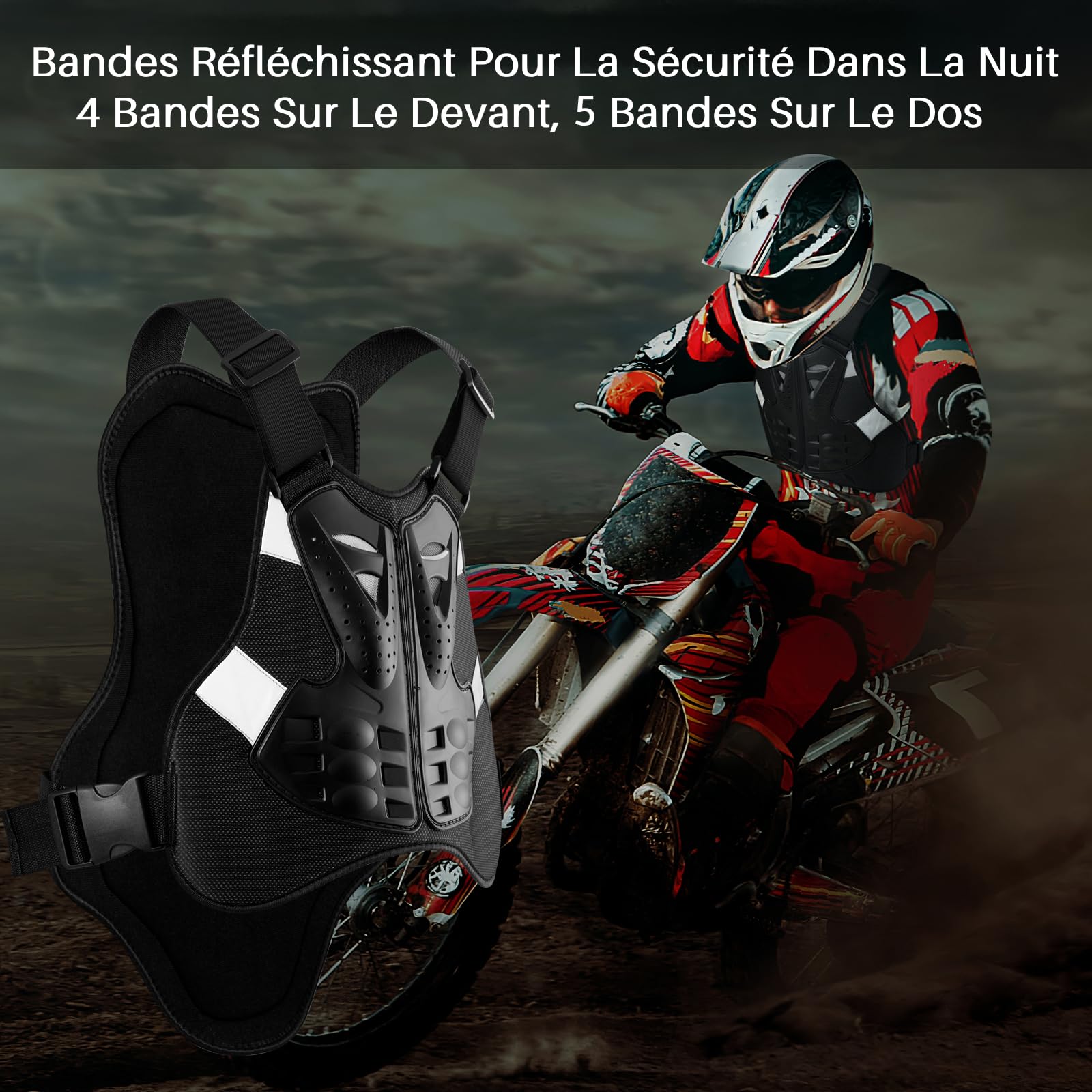 Dorsale Moto Homme Femme Pare Pierre Moto Cross Armure Plastron VTT Gilet de Protection Equipement Cyclisme Extérieur
