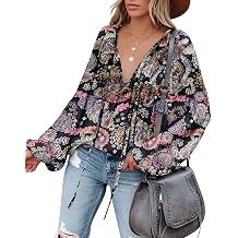 LAMISSCHE Womens Sexy Deep V Neck Blouse Bell Long Sleeve Satin Flowy Tops