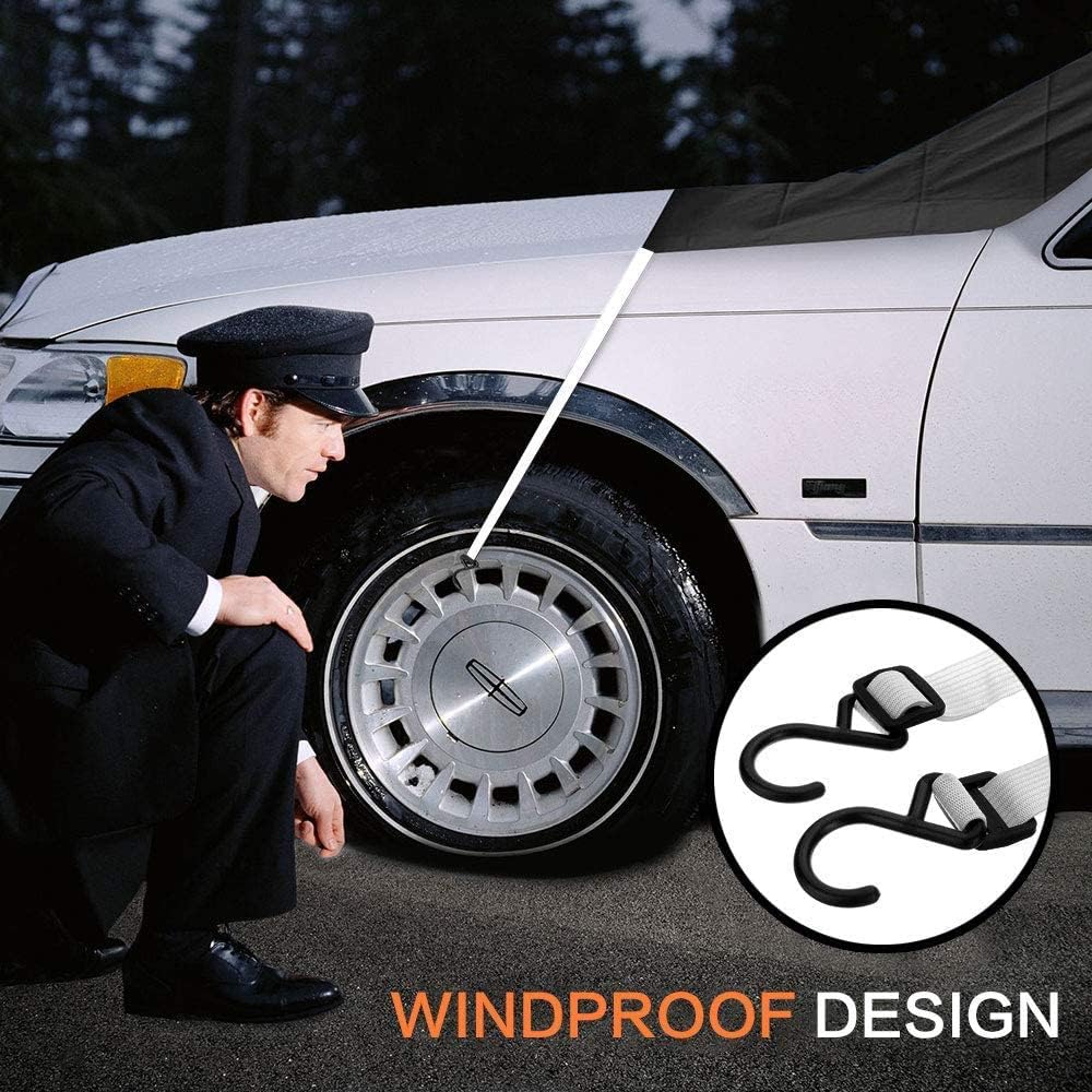 KKTICK Windshield Snow Cover, Winter Windshield Covers for Ice Snow Frost Protection, Windscreen Cover with Side Mirror Covers and Hooks, Fit for Cars Trucks Vans and SUVs MPVs, Extra Large 93"x 57"