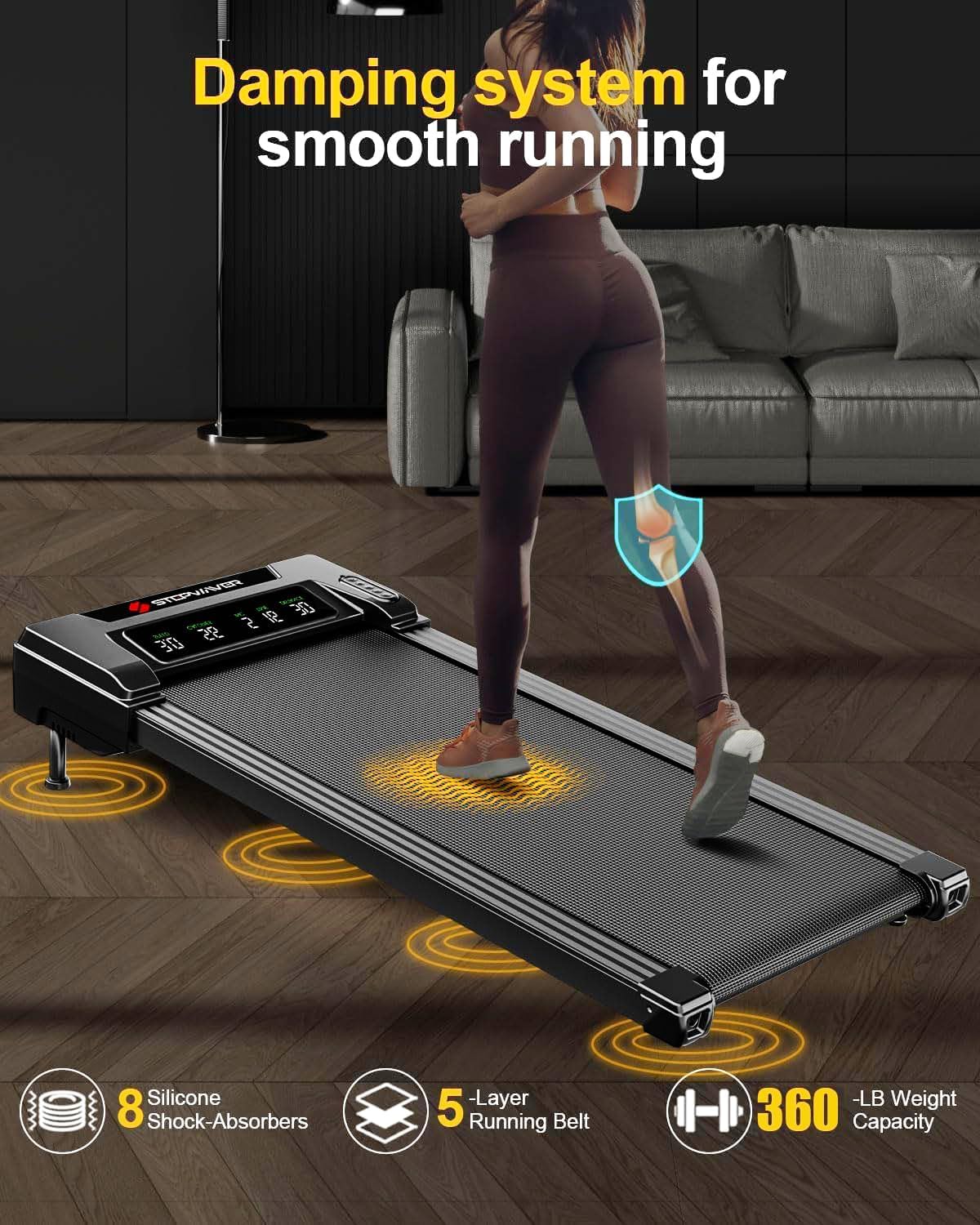 3HP Walking Pad Treadmill with 9% 5-Level Auto Incline, 360 lbs Capacity & Big LED Screen Under Desk Treadmill with Hike/Jog/Run Mode, Compact Treadmills for Home Small/Office,Assembly Free,Wider Belt
