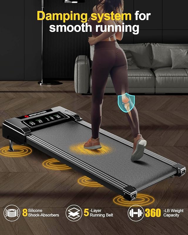 3HP Walking Pad Treadmill with 9% 5-Level Auto Incline, 360 lbs Capacity & Big LED Screen Under Desk Treadmill with Hike/Jog/Run Mode, Compact Treadmills for Home Small/Office,Assembly Free,Wider Belt image 4