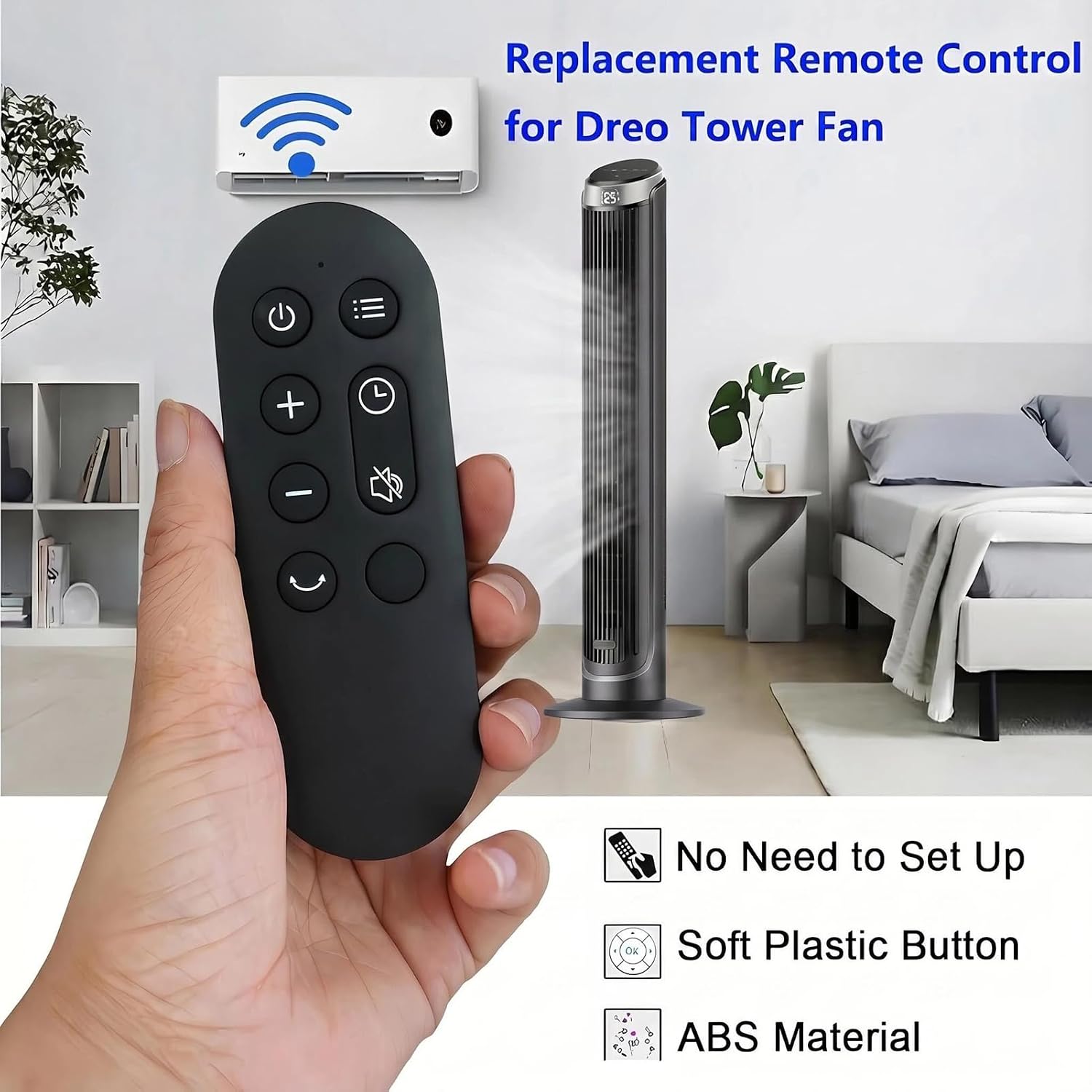 Replacement Remote Control Compatible for Dreo Tower Floor Fan, Bladeless Standing Fan