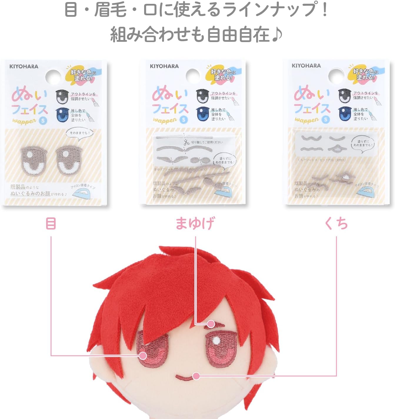 Kiyohara NuiWABCSS Sewing Face Swap Pen Iron-On Size S (A+B+C) Assorted Set of 12