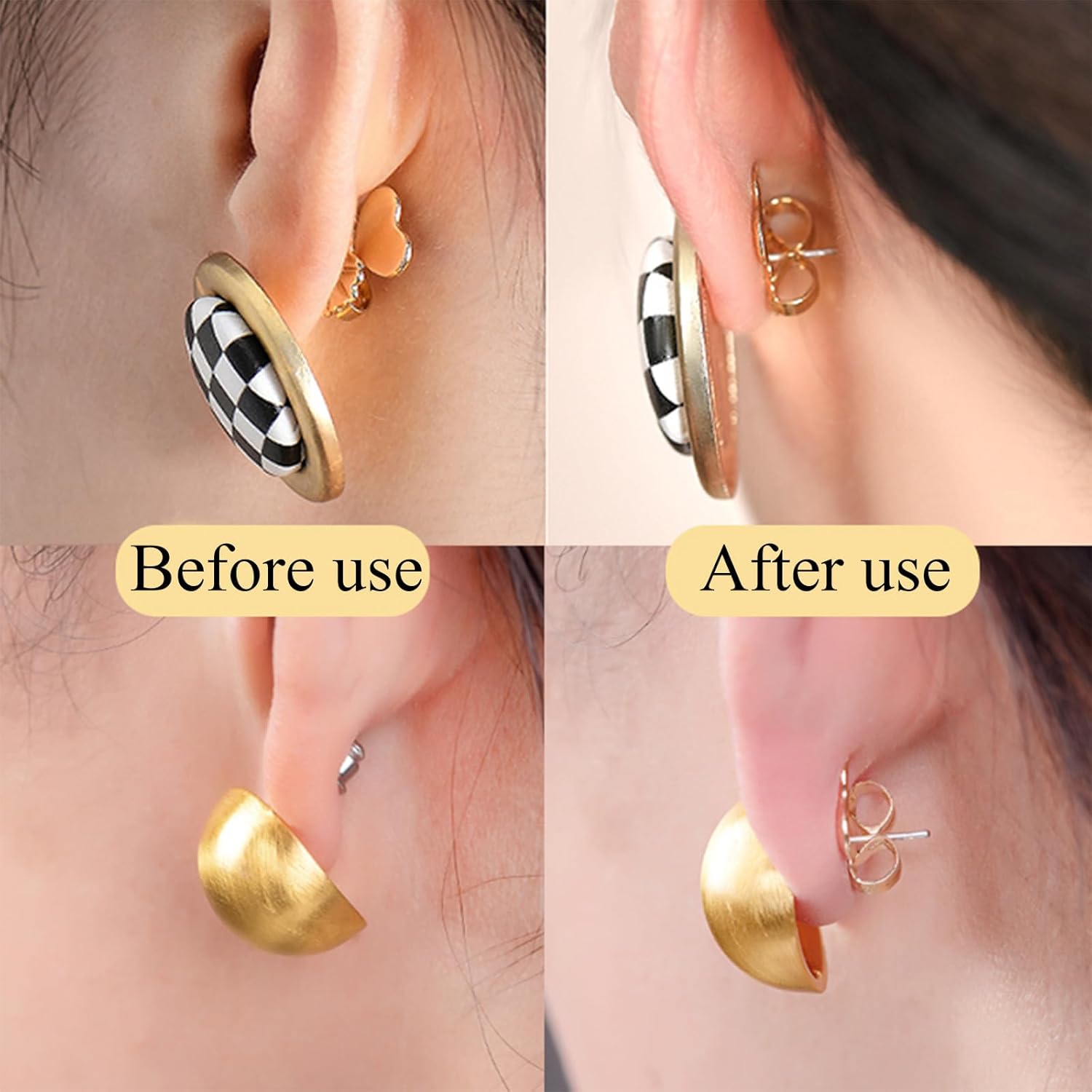 Earring Backs Replacements, Hypoallergenic Silicone Metal Plastic Rubber Earrings Backs Soft Clear Earring Backs for Studs Hook Droopy Ears Heavy Earring - Image 4