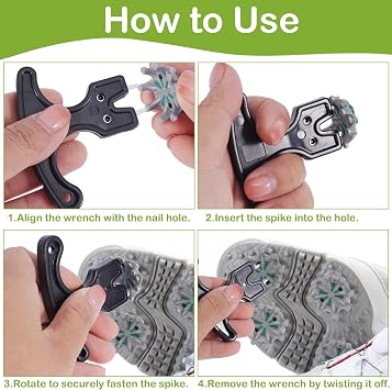 20PCS Golf Shoe Spikes Set Replacement Footjoy Golf Spikes with Wrench | Durable Rubber Metal Running Shoe Spikes Anti-Slip Replacement Cleats Golf for Shoe Accessories Enhances Grip Cleats Shoes