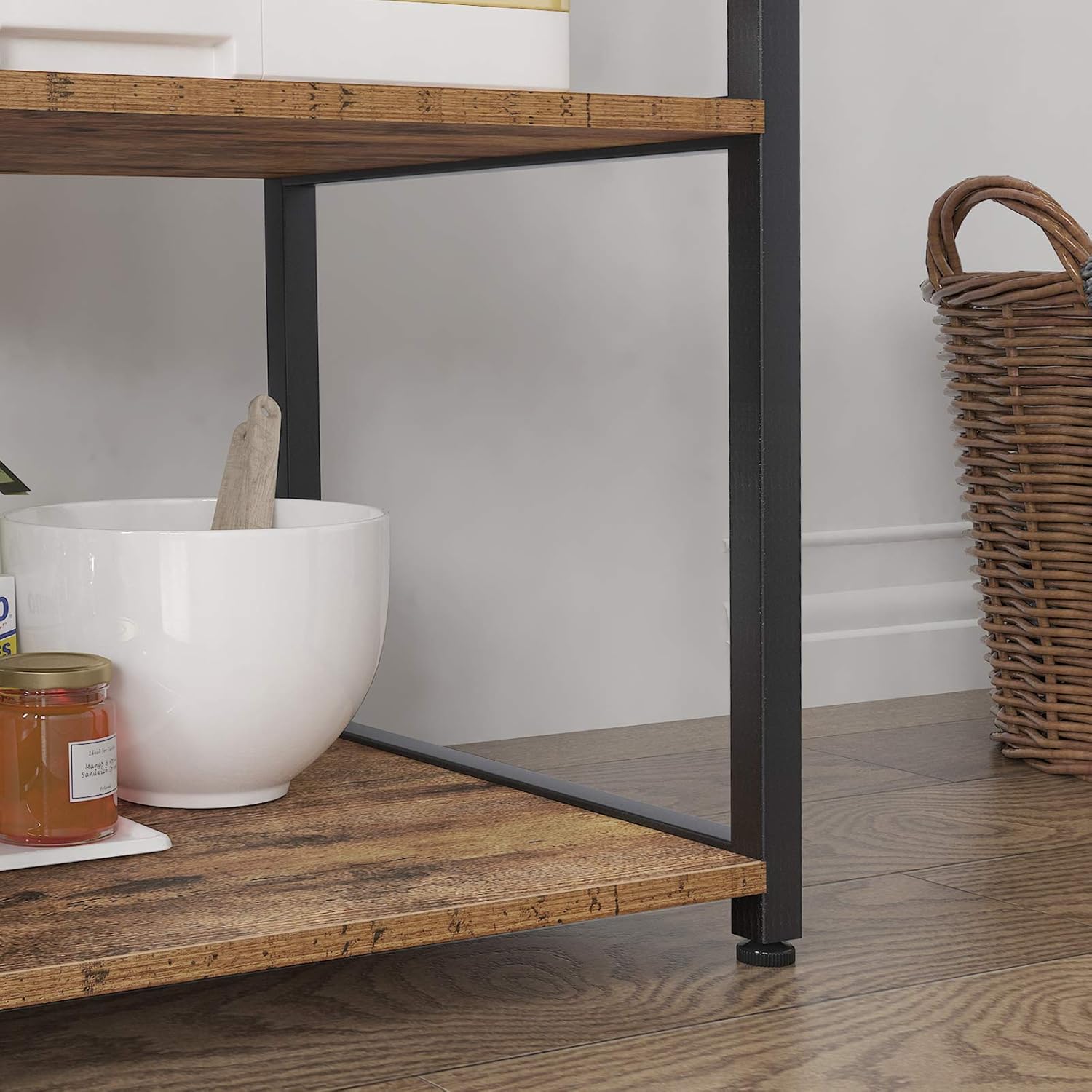 DlandHome Microwave Cart Stand 35.4 inches Kitchen Utility Storage 3-Tier+3-Tier for Baker's Rack & Spice Rack Organizer Workstation Shelf,Vintage