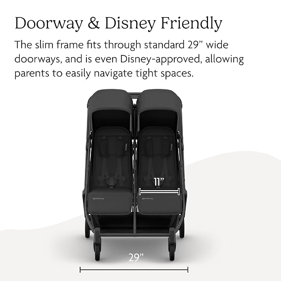 UPPAbaby Minu Duo Side-by-Side Double Stroller - Lightweight + Compact Design for Travel - Easy Fold- from Birth to Toddler - Independent Recline - Jake (Charcoal/Carbon Frame/Black Leather)