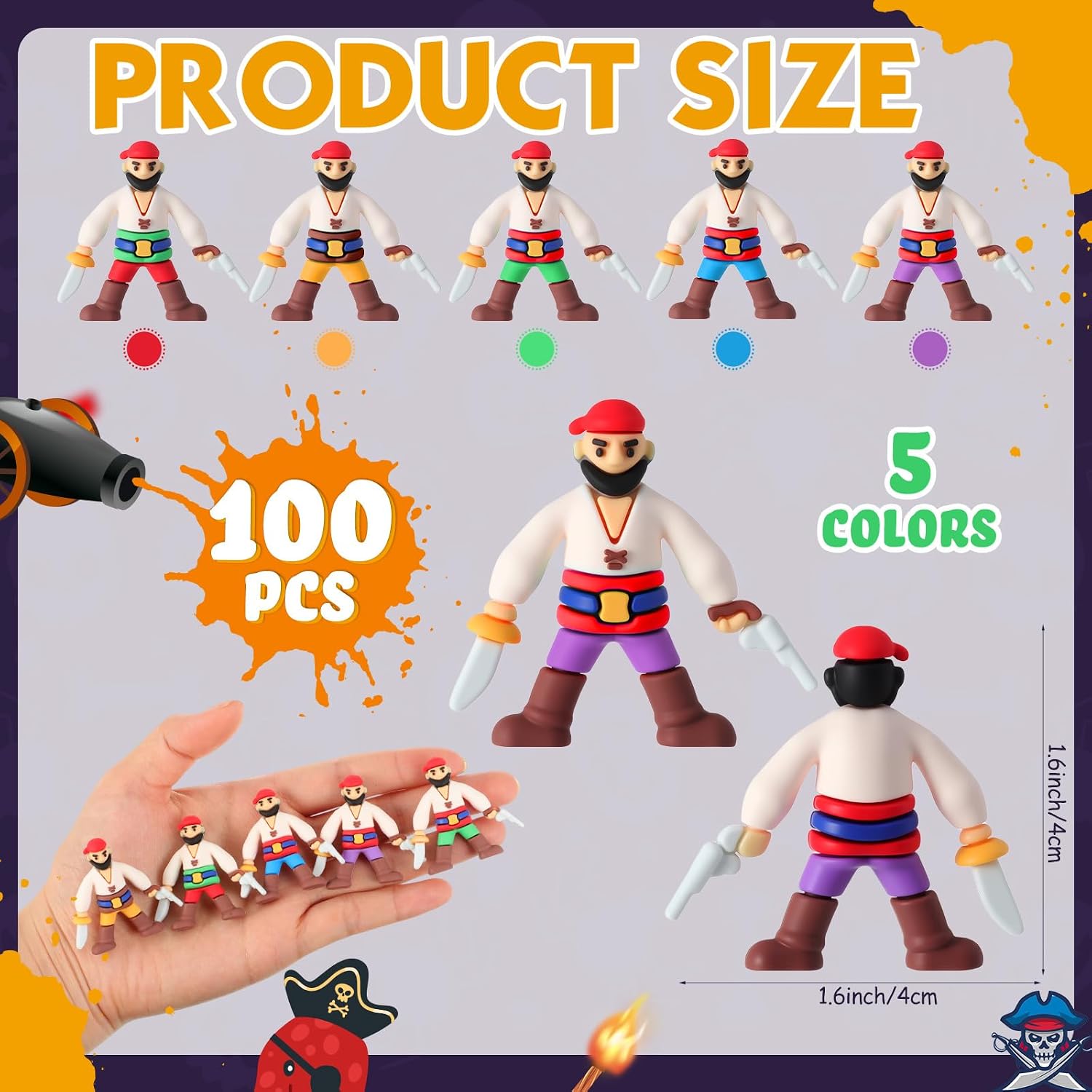 Wesiti 100 Pcs Mini Pirate Figurines Small Toys for Halloween image 2