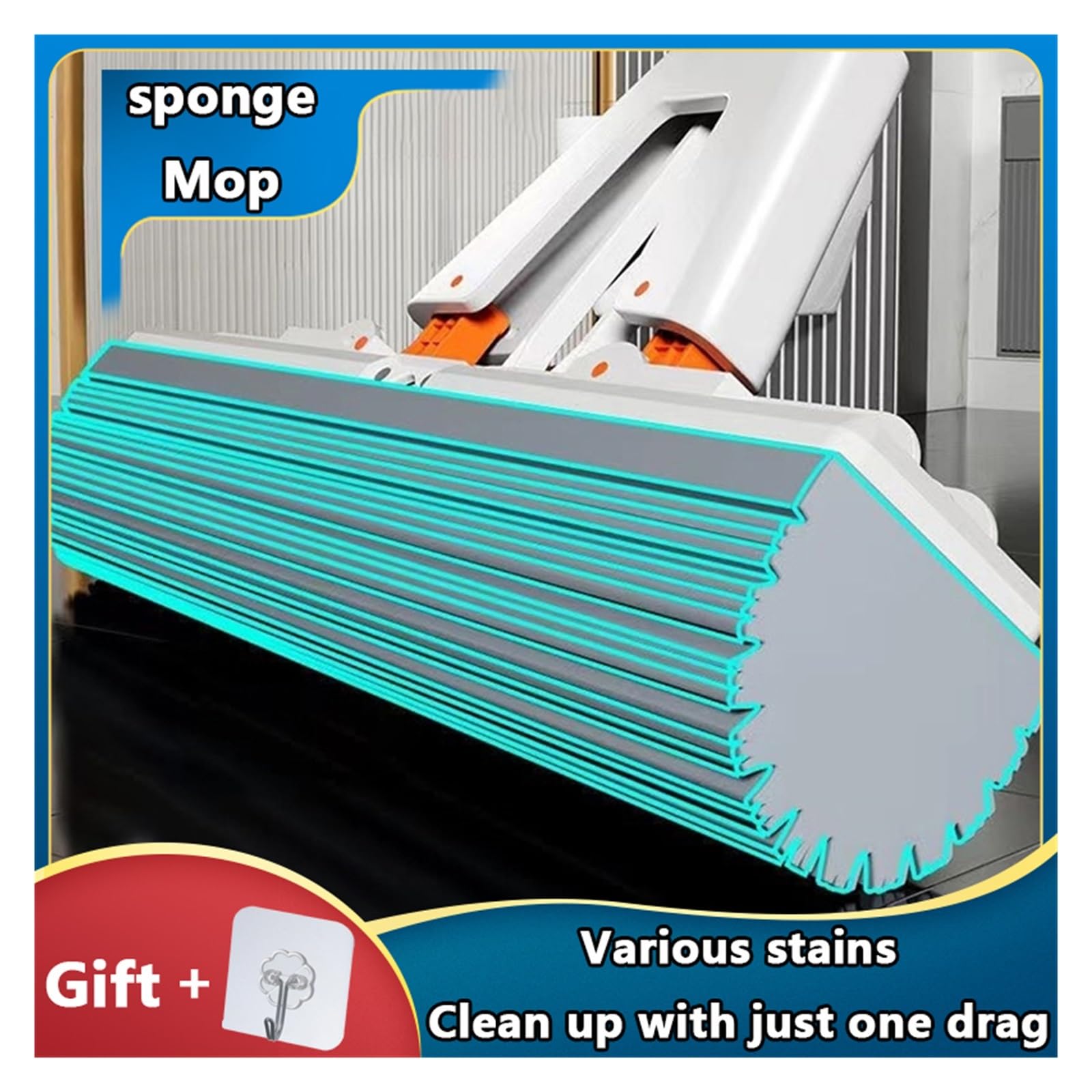 Trapeador de Esponja Grueso Plegable, Manos Libres, Fuerte absorción de Agua, Cabezal extendido, Herramienta de Limpieza Reutilizable for Uso doméstico(Green)