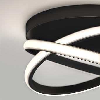 Artika Orbia 32W Integrated LED Flush Mount Modern Ceiling Light Fixture (Black, Flush Mount)