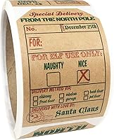 Natural Kraft from Santa Claus Stickers, 2” x 3” Inch Christmas Gift Tags 100 Total Labels