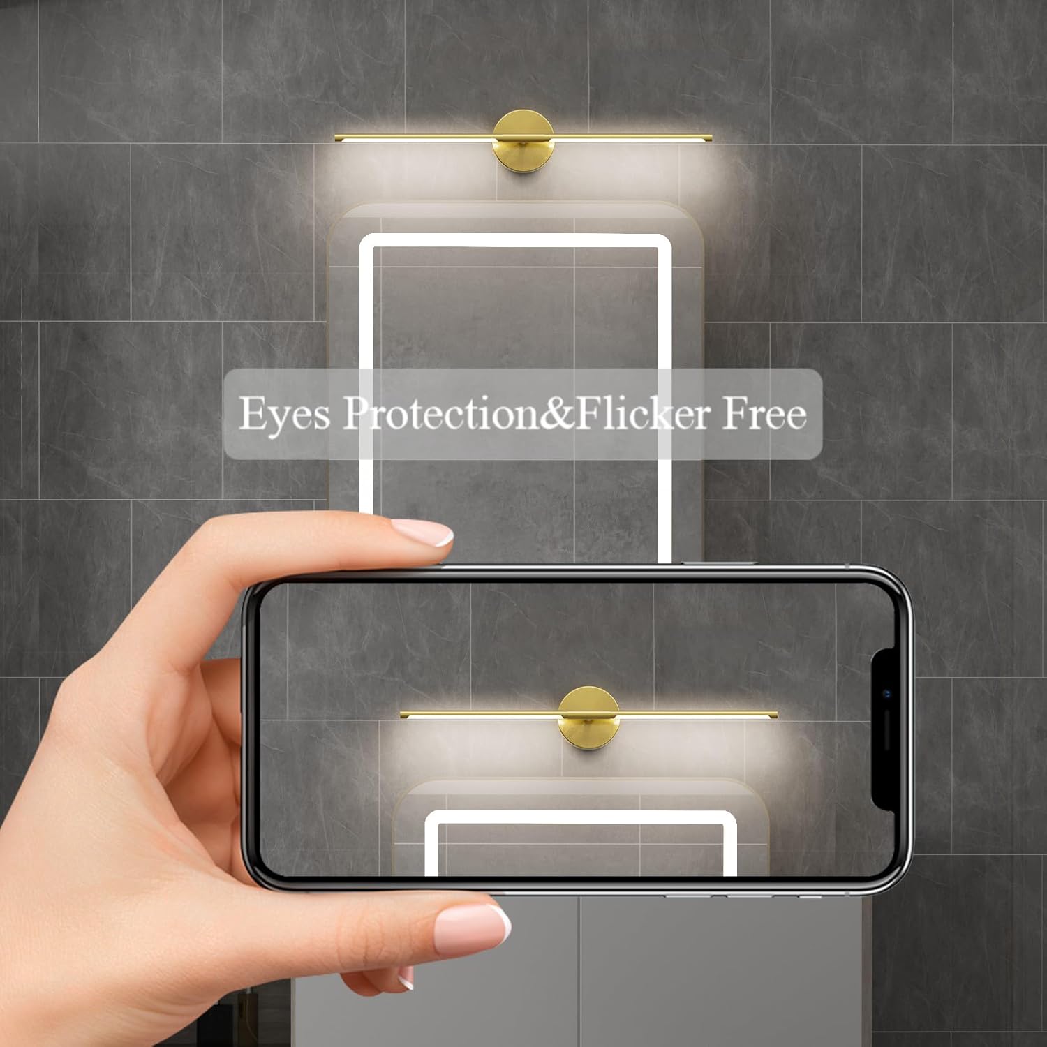 Gold Vanity Light 28Inch 5000K,18W Hardwired Bathroom Vanity Light Bathroom Light Fixture Over Mirror 360° Rotate