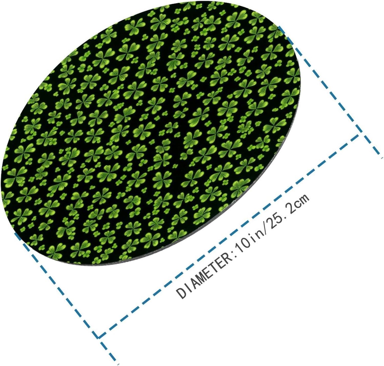 Round Mouse Pad for Women Men, 10’’ Round Desk Pad Mousepad Non-Slip Rubber Base, Office Home Laptop Accessories, St. Patrick's Day Green Symbol Shamrocks image 3
