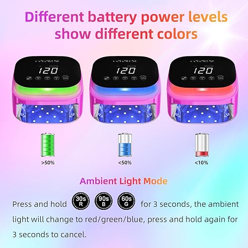 Miniatura 4 de Lámpara de uñas LED UV inalámbrica, 60 W, lámpara de uñas recargable de 60 W, lámpara de uñas inteligente con sensor automático con pantalla LCD,