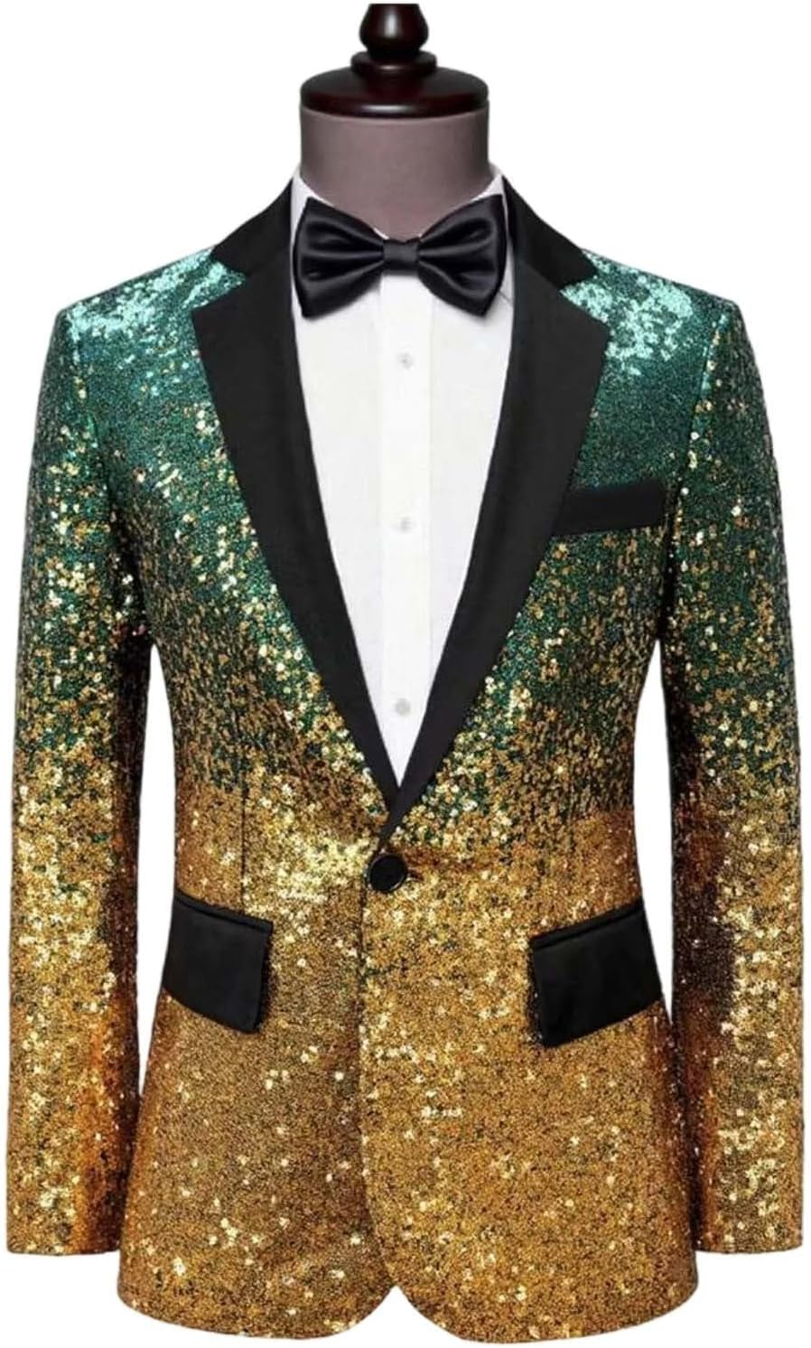 Mens Sequin Suit Jacket Shiny Blazer One Button Sparkly Glitter Formal Tuxedo for Wedding Disco Party Prom Dinner