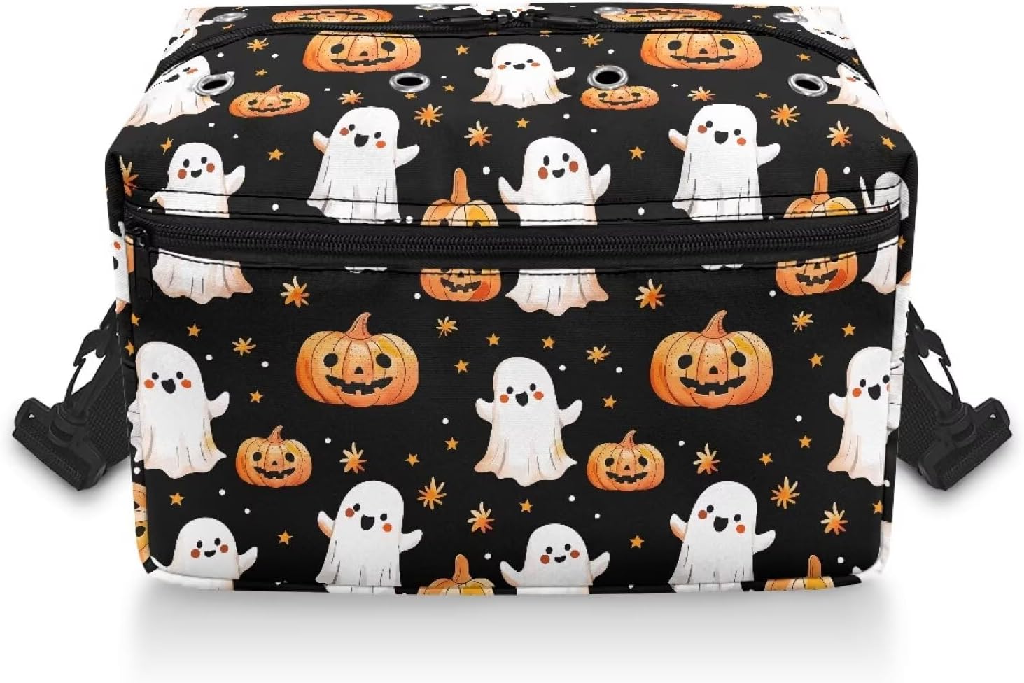 Vanideaoty Spooky Crochet Hook Case Pumpkins Thanksgiving Knitting Needle Organizer Comfortable Washable Crochet Storage Organizer for Knitting Supplies