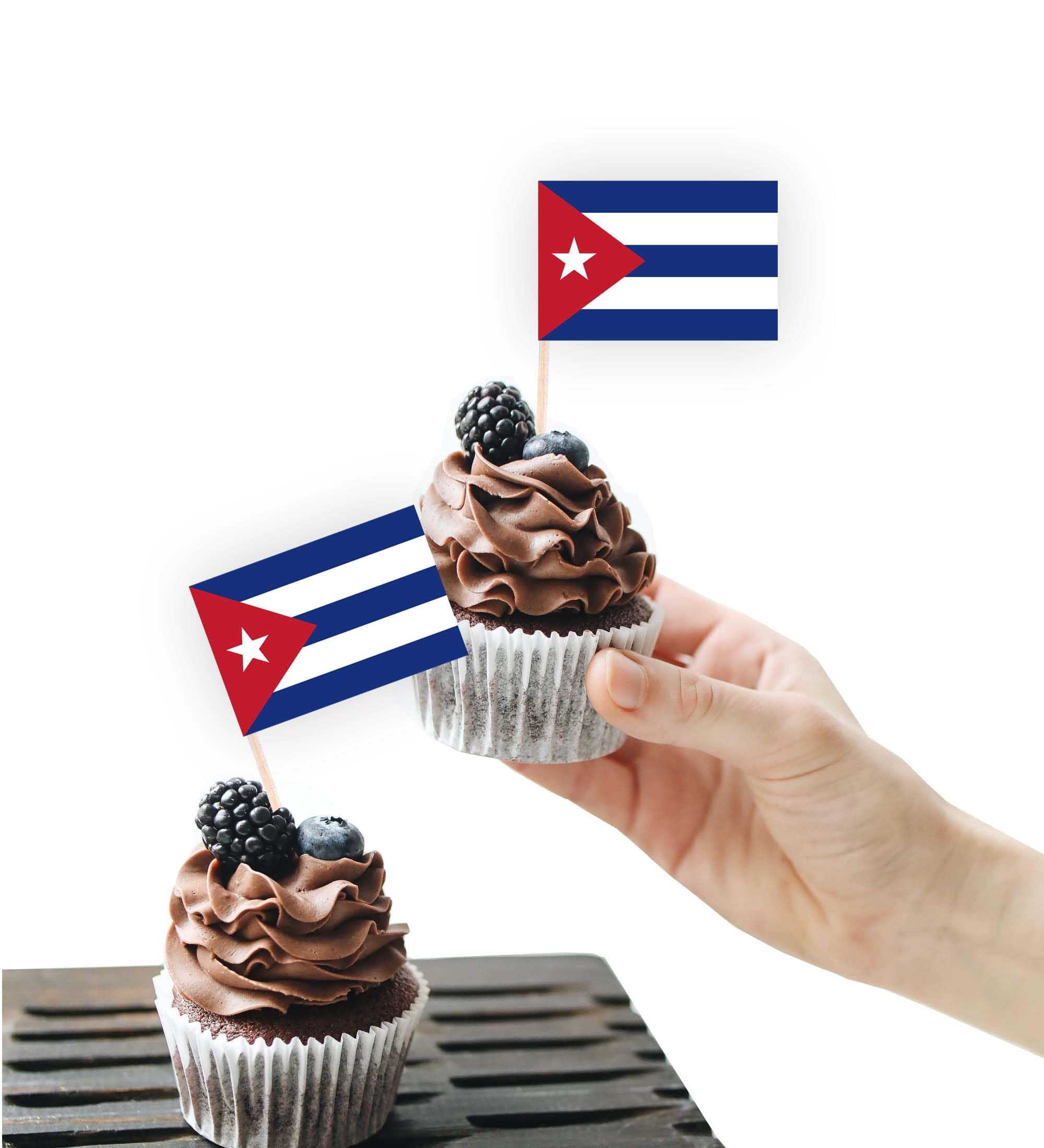 100PCS Cuba Flag Cake Topper,Cuban Cupcake Stand For Party Decoration Supplies — image 1