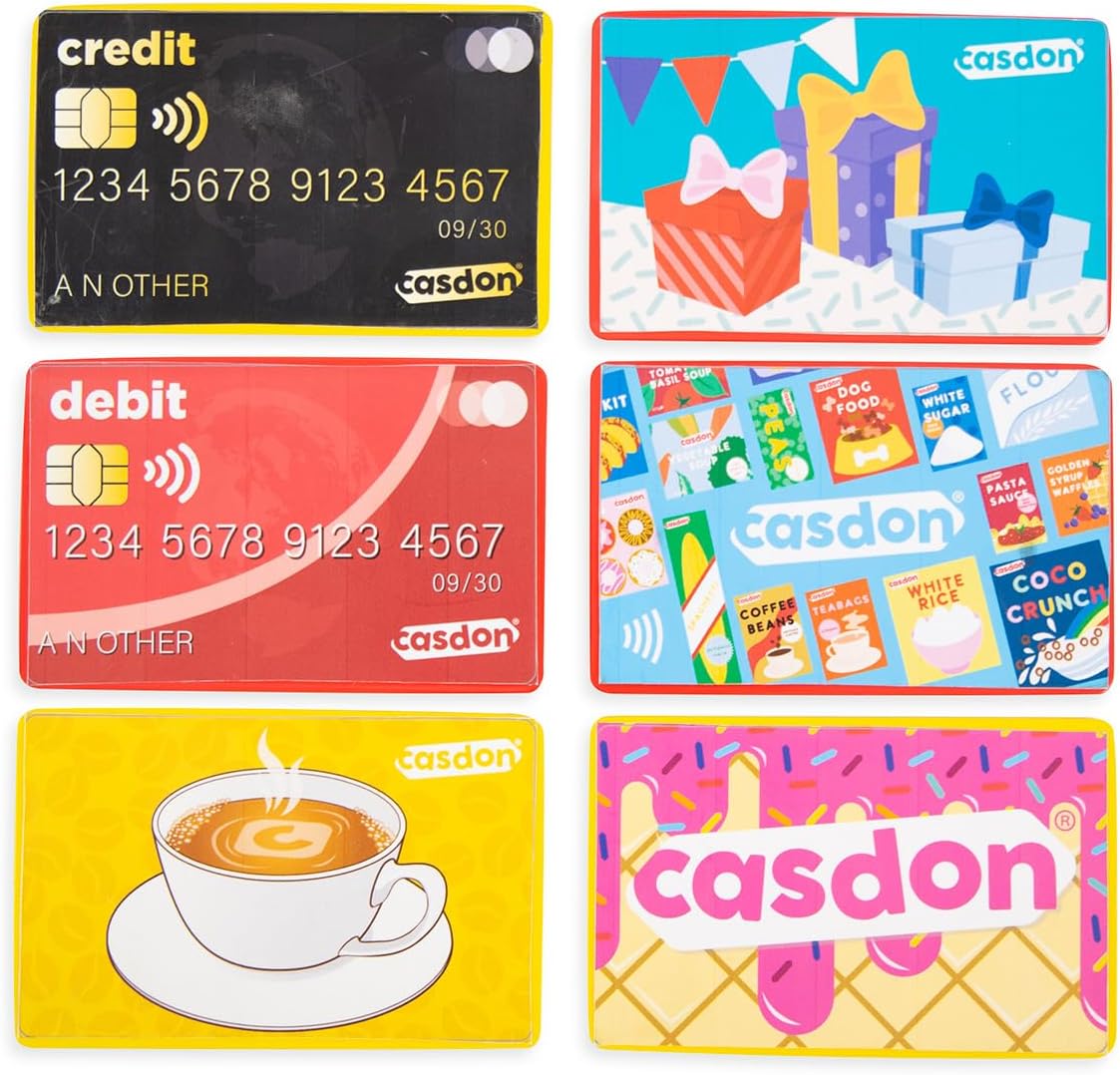 Casdon Pretend Play Cards Set | Realistic Credit & Gift Cards for Imaginative Play | For Children 3+ | Teaches Financial Concepts!