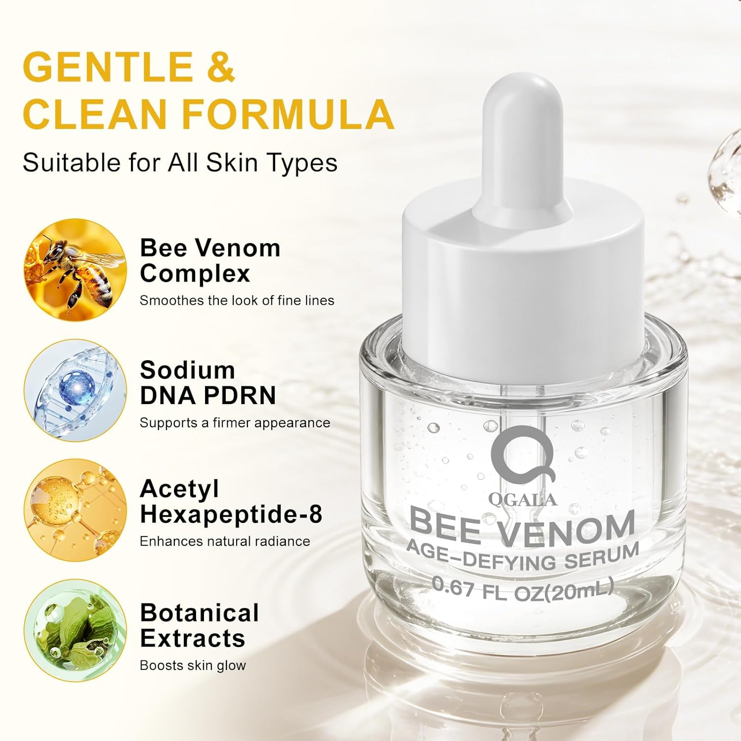 Bee Venom Serum with Sodium DNA PDRN & Acetyl Hexapeptide-8, Smoothing Lines, Hydrating & Firming Skin Facial Serum for Radiant, Healthy-Looking Skin 0.67 Fl.Oz - Image 5