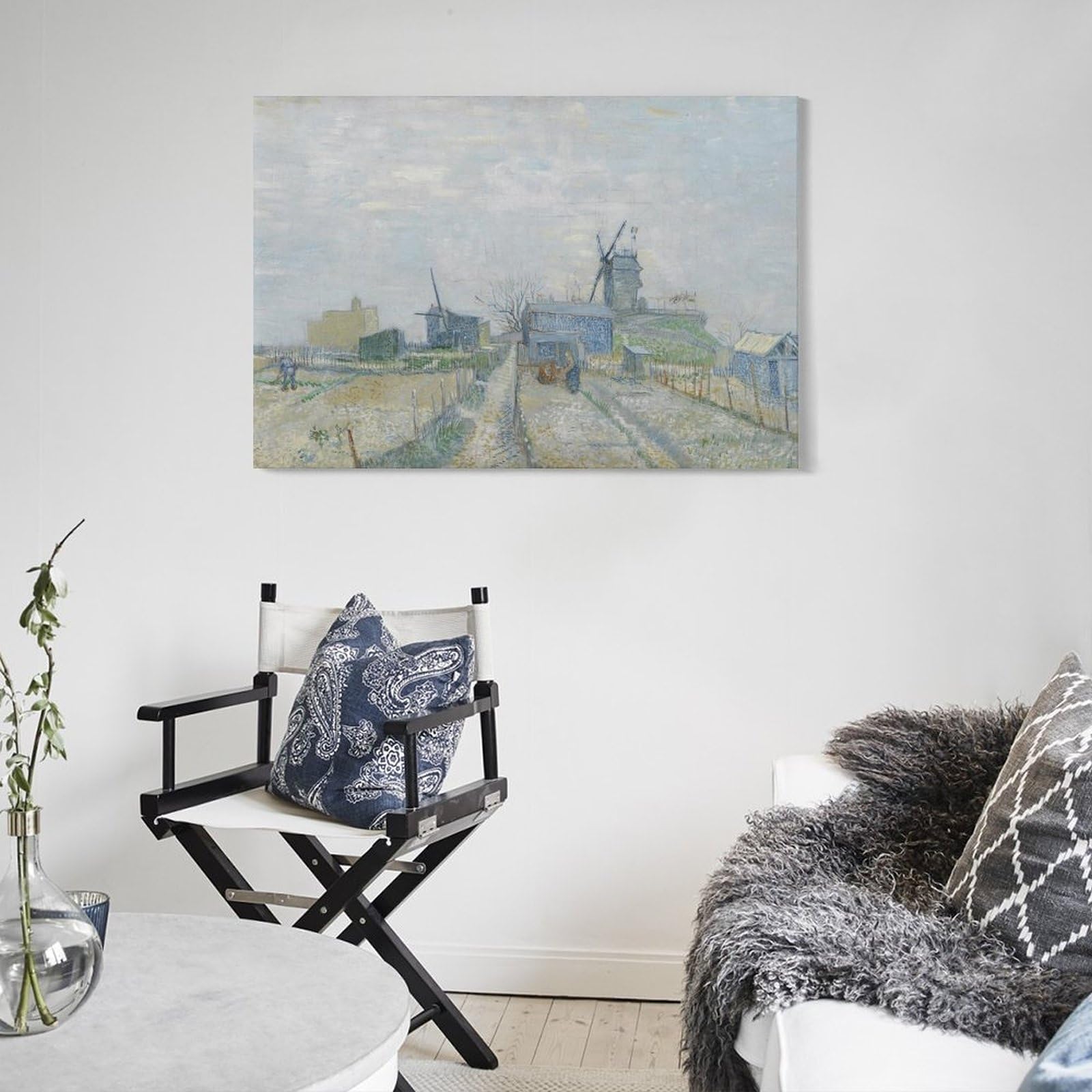 Impression sur toile Montmartre Molens en Moestuinen par Vincent Van Gogh - 30 x 45 cm