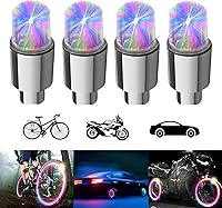 Vista 9 de Paquete de 4 luces LED para rueda de bicicleta, tapones para válvulas de neumáticos de automóvil, tapas de vástagos de bicicleta, motocicleta