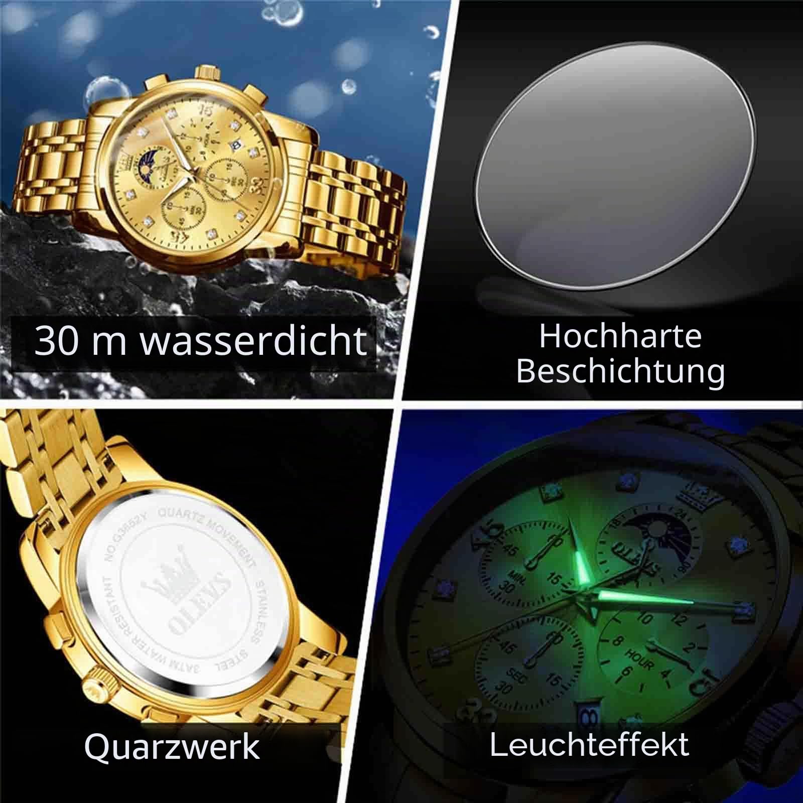 OLEVS Herren-Multifunktions-Uhr, mehrere Zifferblätter, wasserdicht,Leuchtend,Chronograph, Herrenuhr mit Datum für Herren, Edelstahl-Uhren für Herren