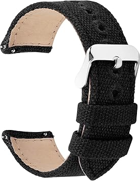 Fullmosa 14mm 16mm 18mm 20mm 22mm 24mm Bracelet Montre à Dégagement Rapide,  8 Couleurs Bracelet de Montre Militaire en Toile pour Hommes Femmes, 18mm  Noir : Amazon.fr: Montres
