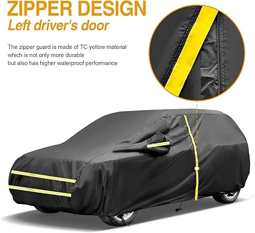 Miniatura 3 de NEVERLAND Funda impermeable para automóvil SUV para todo tipo de clima con diseño de cremallera, protección UV, resistente al viento, a prueba de