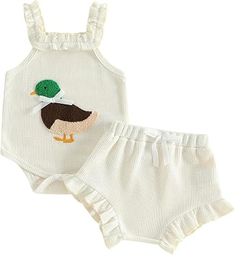 Baby Girl Clothes Infant Sleeveless Romper Bodysuit + Ruffle Bloomers Shorts+Headband Newborn Summer Outfits Set