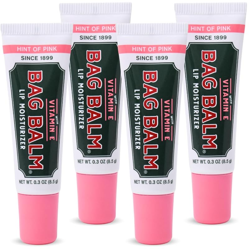 Bag Balm Bálsamo Labial com Vitamina E, Hint of Pink, Pacote com 4 Tubos de 9 g