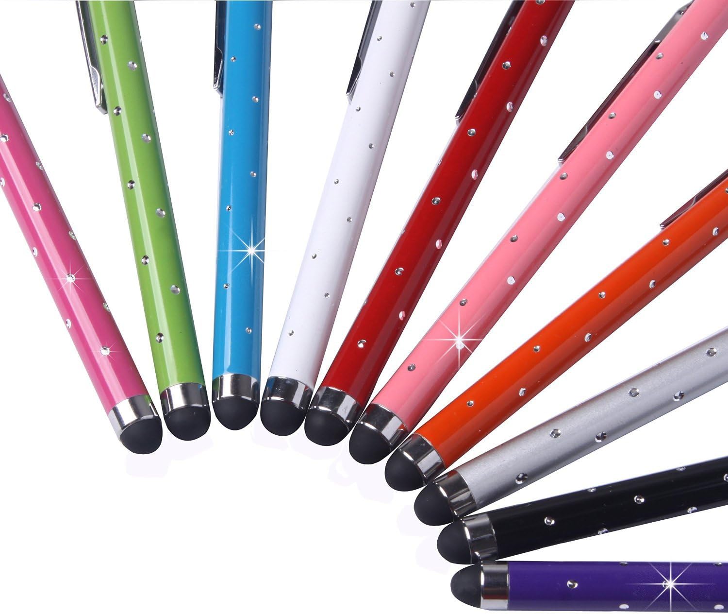 CCIVV 10 Pcs 4.2 in Stylus Pens for Capacitive Touch Screen Devices (Bling Polka Dots)