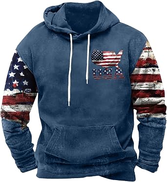 Ultra MAGA Mens American Flag Hoodies Fall Winter Dashing Graphic Hooded Sweatshirt USA Patriotic Pullover Plus Size
