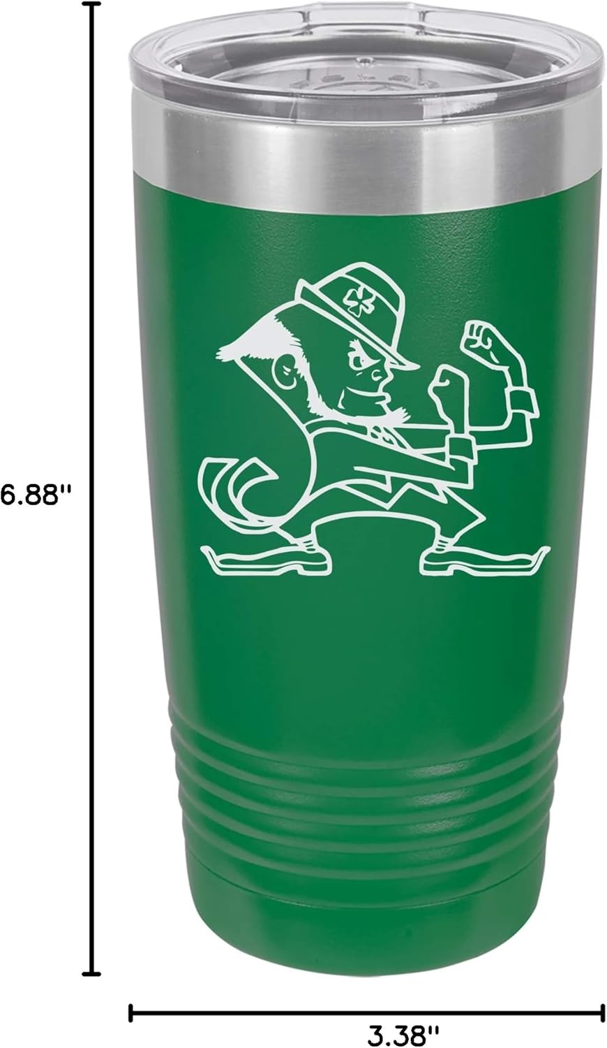 Fighting Irish Funny Irish Drinking Design Engraved Vacuum Insulated Travel Drink Tumbler, 20 Oz., Green