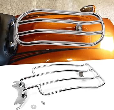 Chrome Motorcycle Rear Luggage Rack Compatible with Harley Softail Fat Boy Breakout 2018-2024 Top Case Holder Support Bracket Cargo Carrier Rear Tail Storage Rack Metal Shelf Holder