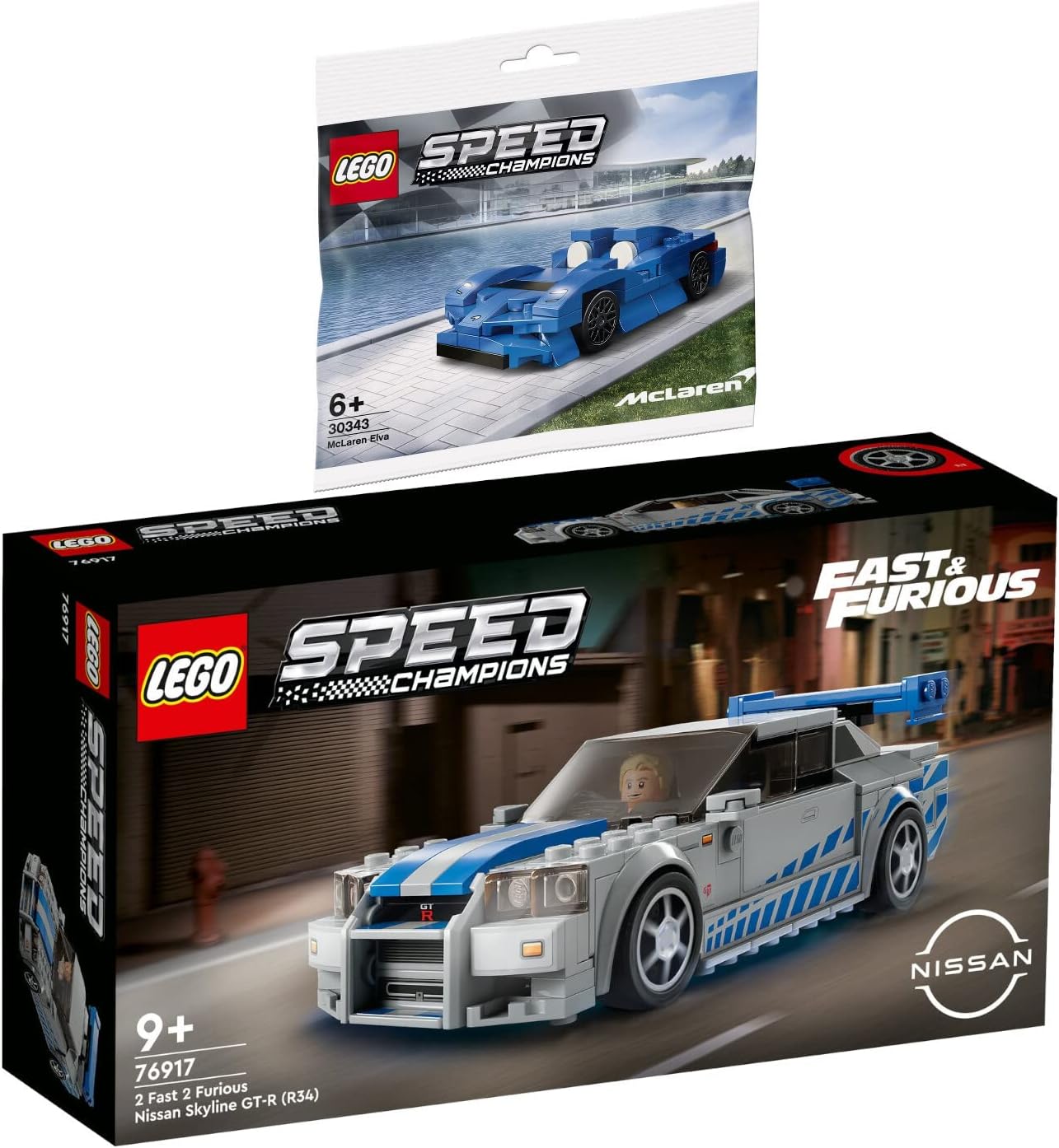Lego Lot de 2 : 76917 2 Fast 2 Furious Nissan Skyline GT-R (R34) et 30343 McLaren Elva : Amazon 