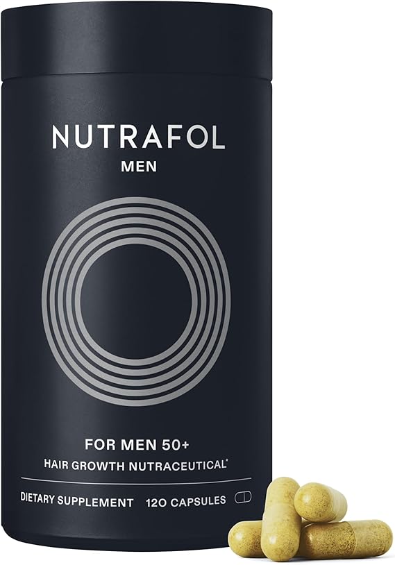 Nutrafol Men 50+ Hair Growth Supplements, Clinically Tested for Visibly Thicker Hair and Scalp Coverage, #1 Dermatologist-Recommended Hair Growth Supplement Brand - 1 Month Supply