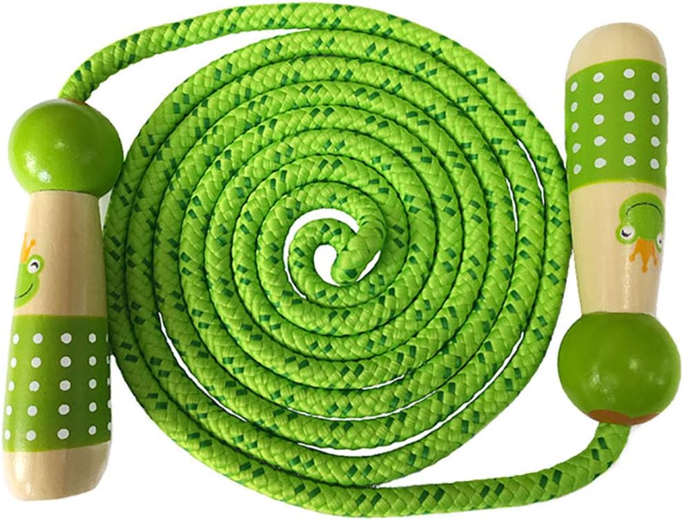 Jump Rope Kids, Children Adjustable Cotton Skipping Rope with Wooden Handle for Boys and Girls Fitness Training/Exercise/Outdoor Activity Fun Toy(7.2ft)
