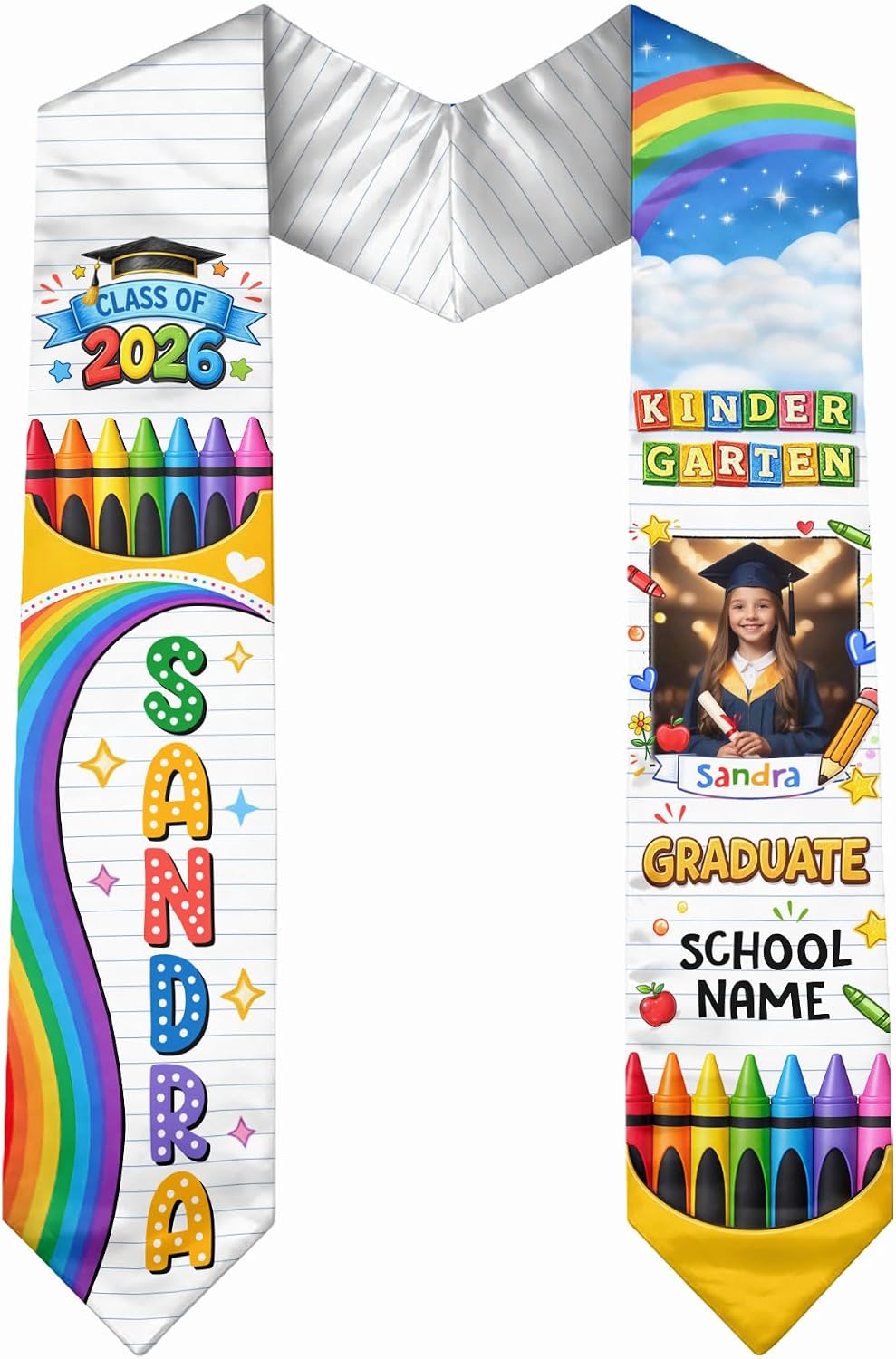Custom Graduation Stole, Kindergarten Graduation Sash, Preschool Graduation Sash, Custom Stole