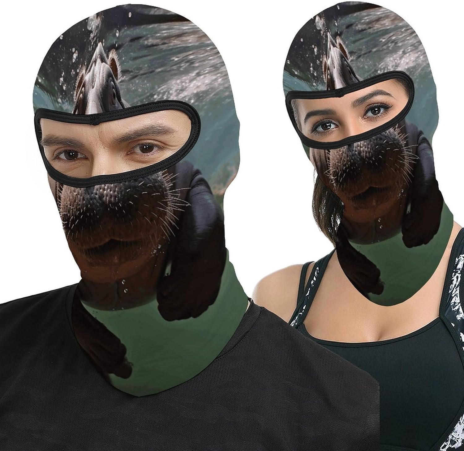 Diving Hippo Balaclava Ski Mask for Adult Personalized Breathable Full Face Cover Mask Windproof Hood Balaclava Face Masks for Motorcycle Riding Fishing Outdoor Sports